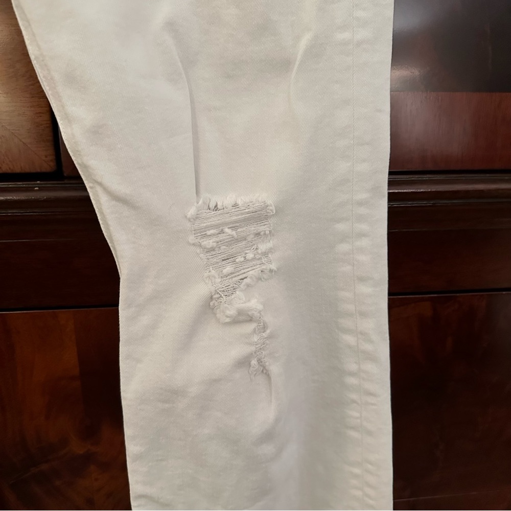 rag & bone Nina High Rise Ankle Flare Jeans White Raw Hem Distressed 30 - Picture 11 of 15